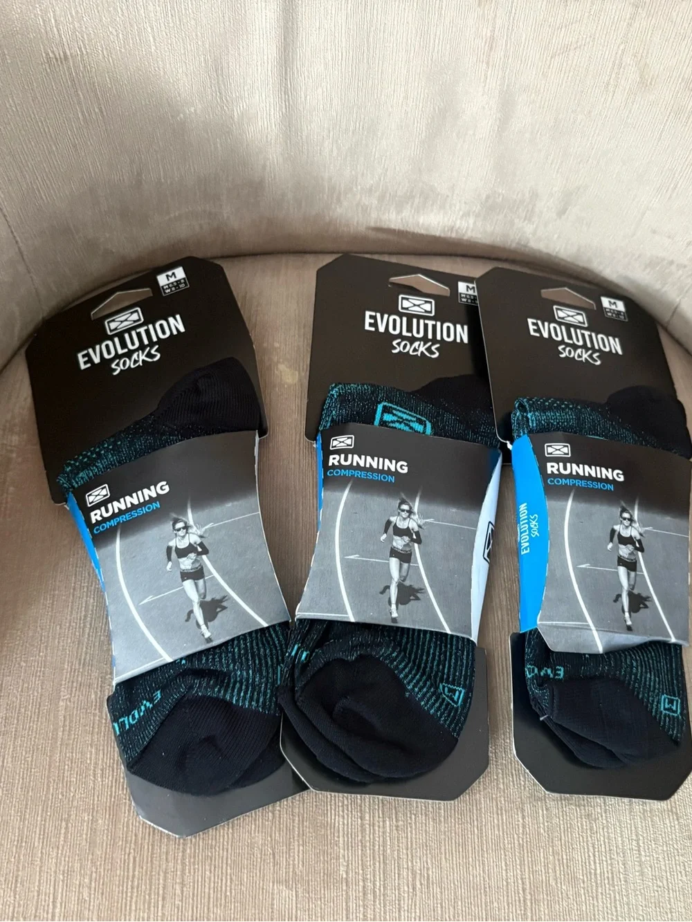 Bundle 3 Running Compression Socks Evolution Size Medium Microfiber Training